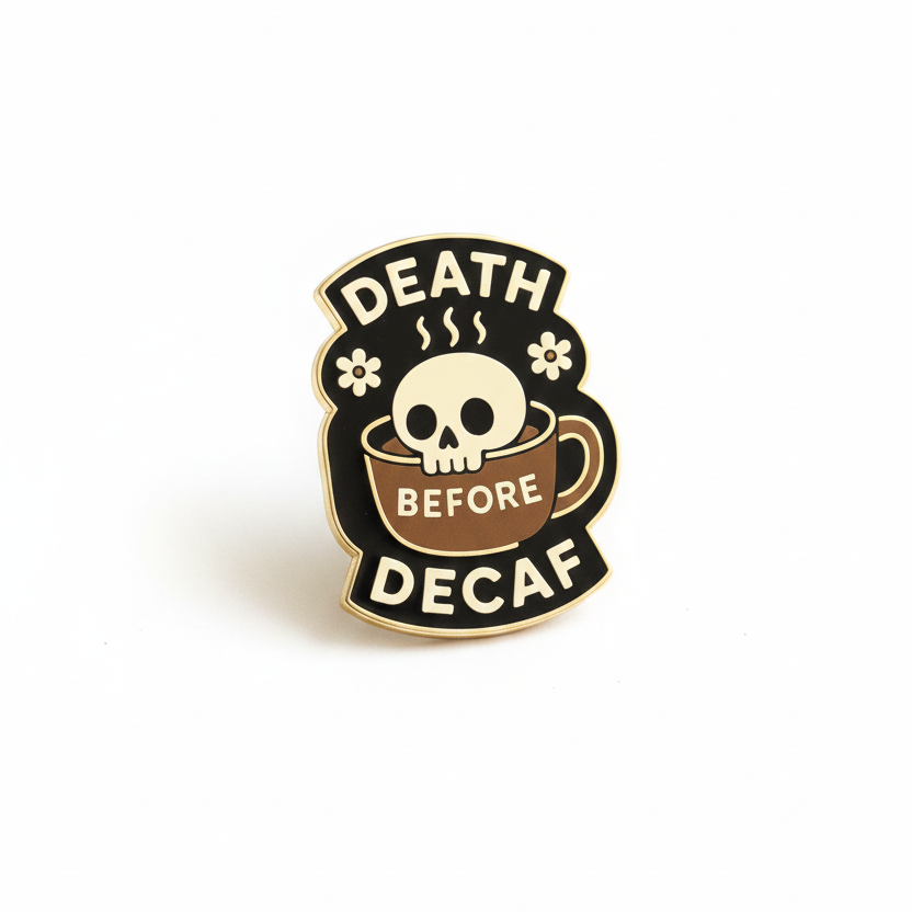 Death Before Decaf Enamel Pin